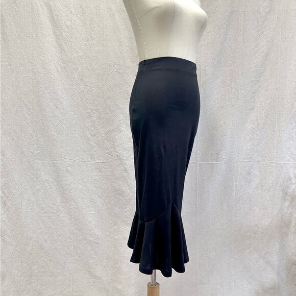 Rockabilly pinup black ponte knit bodycon tulip midi skirt size small‎ pull on - Picture 5 of 11